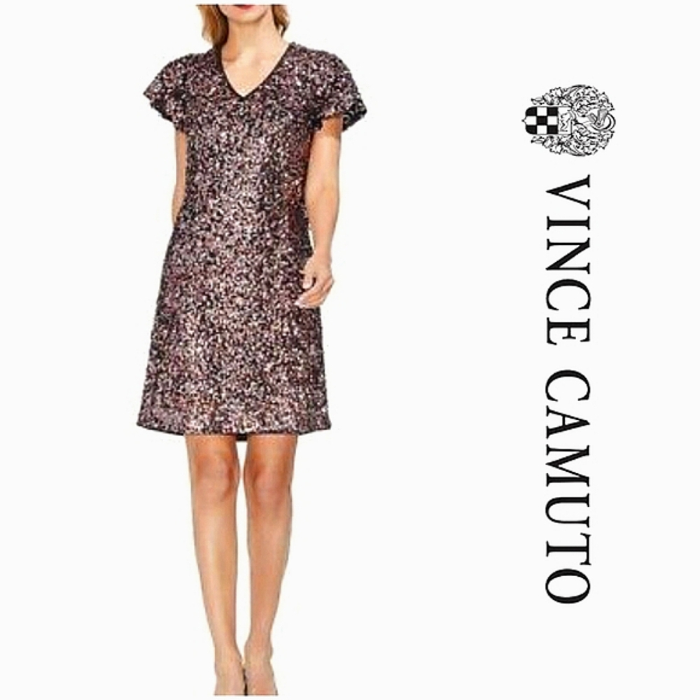 Vince Camuto Sequins Flutter Sleeve Dress